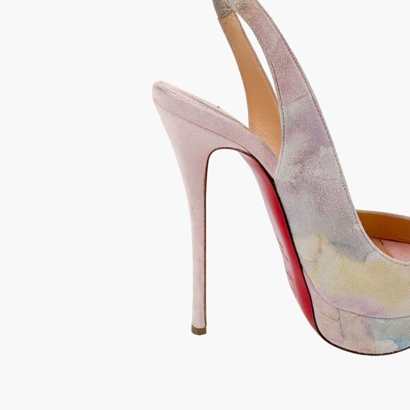 Christian Louboutin Platform Slingback Heels Pink Suede Size 36.5 US 6.5 Peep - Picture 13 of 15